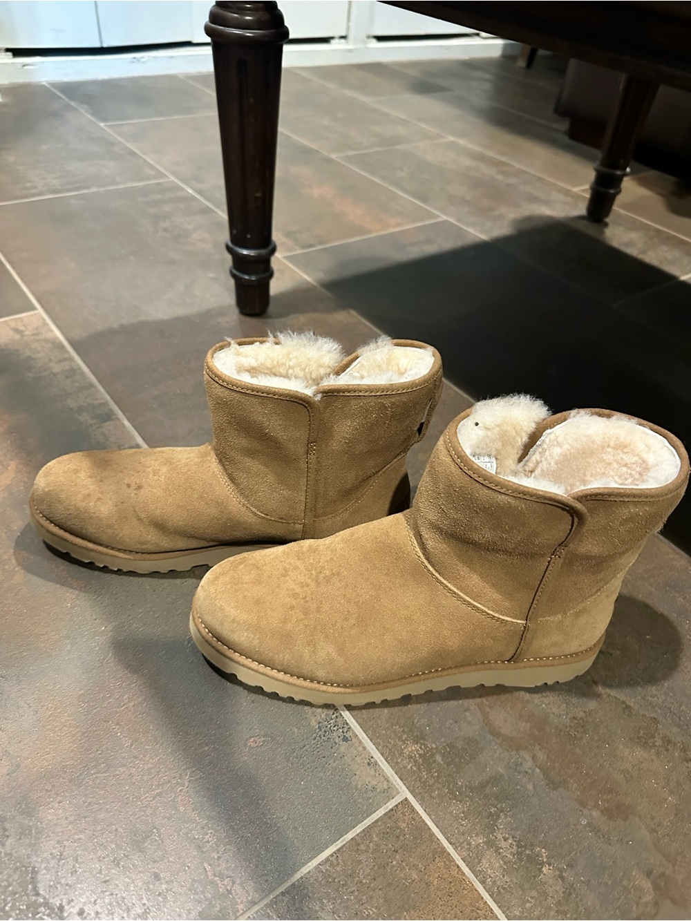 UGG Short Suede Ankle Boots in Chestnut Tan